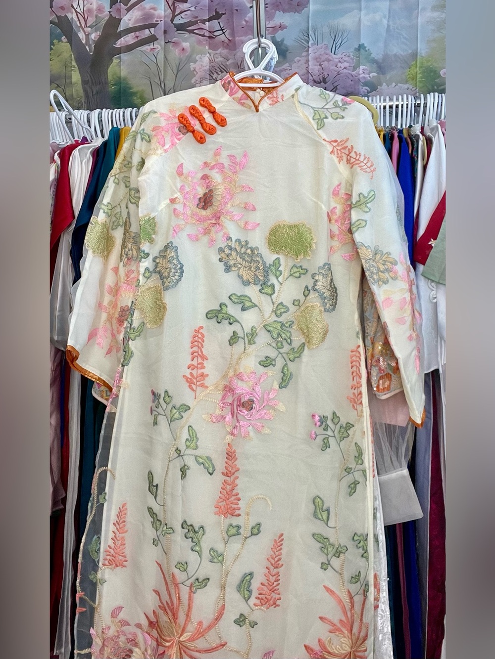 Ao dai cách Tân suông Vietnamese woman’s contemporary modern dress set 4 l theu